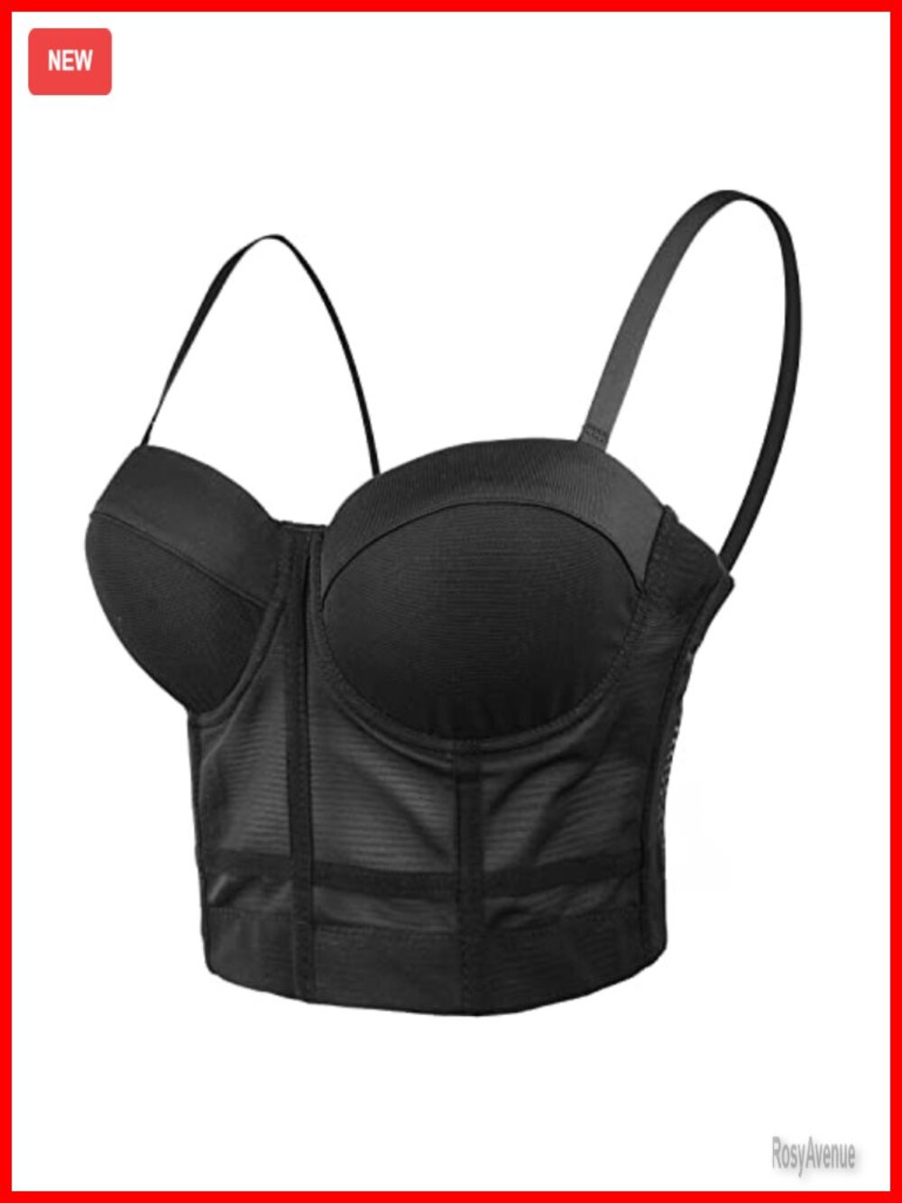 Mesh Bustier Crop Top Push Up Corset Bra Top with Removable Straps